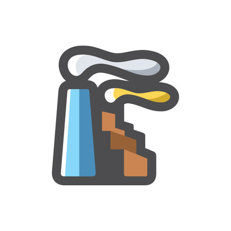 Factory Manufactory Air pollution Vector icon Cartoon illustrationのイラスト素材
