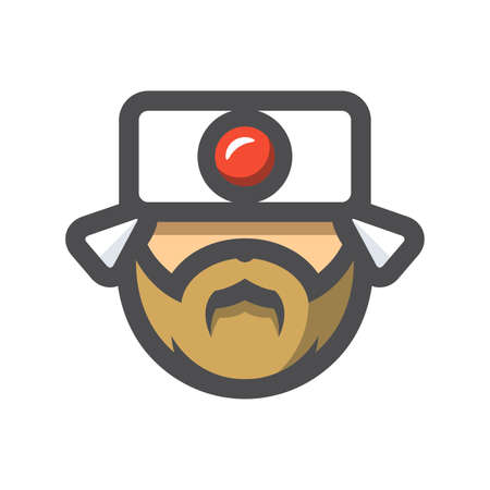 Japanese Man Head Vector icon Cartoon illustrationのイラスト素材