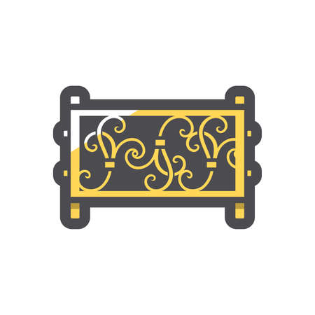 Steel fence Forged metal element with ornament Vector icon Cartoon illustrationのイラスト素材