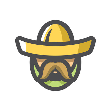 Mexican man in sombrero Vector Cartoon illustrationのイラスト素材
