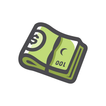 Money green wad Vector icon Cartoon illustrationのイラスト素材