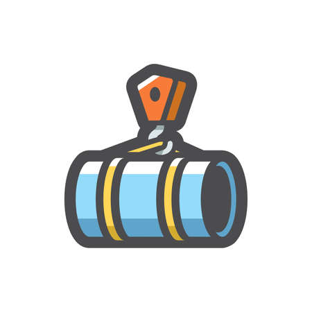 Pipe laying Crane Vector icon Cartoon illustrationのイラスト素材