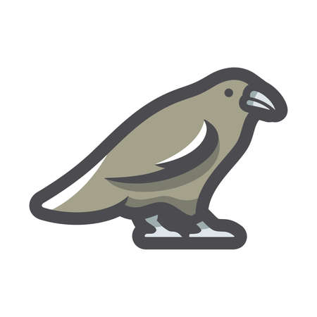 Black Raven crow Vector icon Cartoon illustrationのイラスト素材