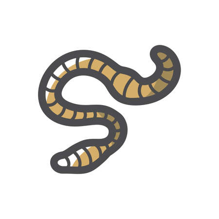 Worm insect Earthworm Vector icon Cartoon illustration.のイラスト素材