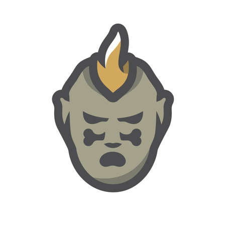 Tribal Warrior Cannibal Vector icon Cartoon illustration.のイラスト素材