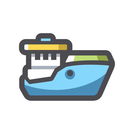 Fishing big Ship Vector icon Cartoon illustrationのイラスト素材