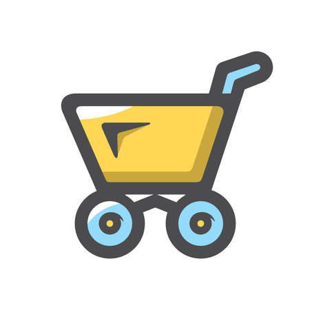 Shopping yellow Cart Vector icon Cartoon illustrationのイラスト素材