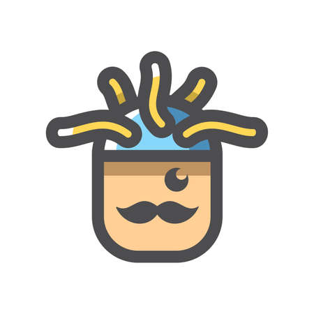 Brain helmet men Vector icon Cartoon illustrationのイラスト素材
