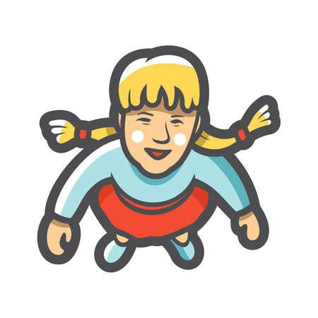 Little Girl view up Vector icon Cartoon illustration.のイラスト素材