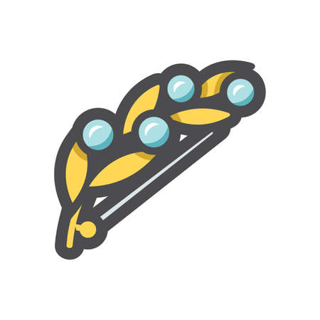 Gold Brooch jewelry Vector icon Cartoon illustrationのイラスト素材