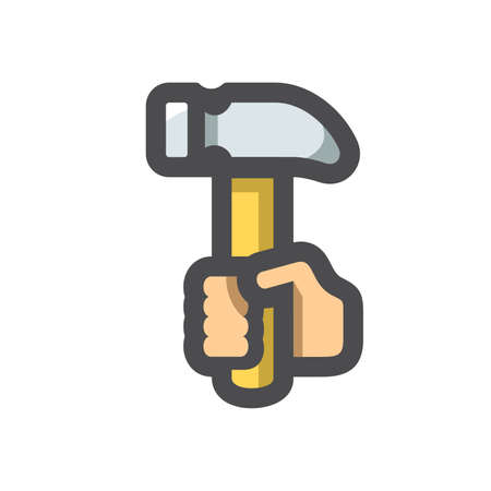 Hammer in Hand Vector icon Cartoon illustrationのイラスト素材