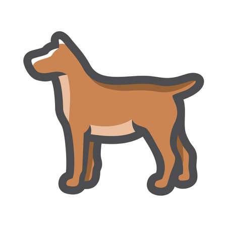 Dog Brown fluffy Pet Vector icon Cartoon illustrationのイラスト素材