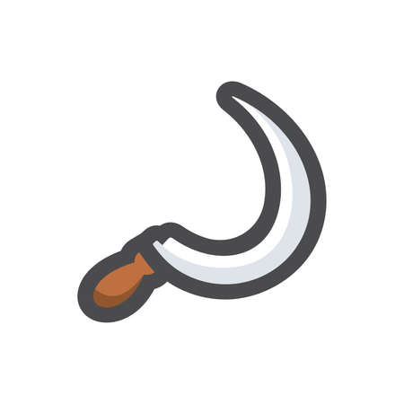 Sickle with wooden handle Vector icon Cartoon illustration.のイラスト素材