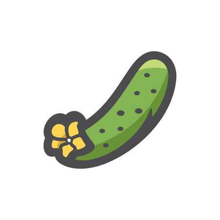 Cucumber with flower Vector icon Cartoon illustration.のイラスト素材