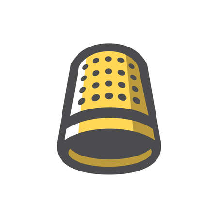 Gold Thimble sewing Vector icon Cartoon illustration.のイラスト素材
