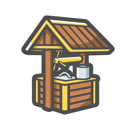 Old Wooden Well Vector icon Cartoon illustration.のイラスト素材