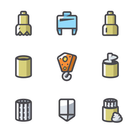 Vector Set of Bridge Pile installation Icons.のイラスト素材
