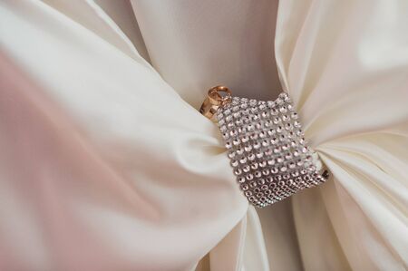 Two gold wedding rings bride and groomの写真素材