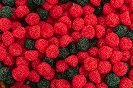 Variety of colorful candies. top view. Jelly sweets background.
