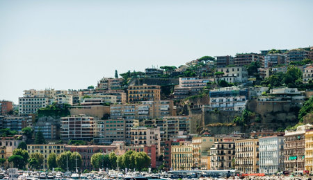 Port of Genoa, Liguria, Italy. view of the old townの写真素材