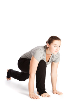 Single pose of the sun salutation in yogaの写真素材