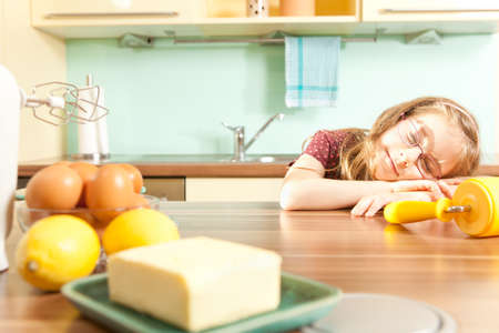 Young girl wants to bakeの写真素材