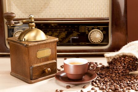 Indulgence of freshly ground coffee beansの写真素材