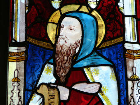 Close up photograph of a Stained Glass Window                               