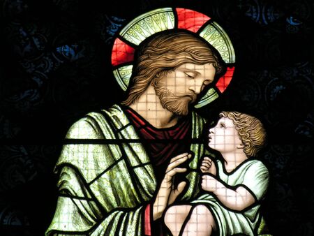 Close up photograph of a Stained Glass Window                               の写真素材