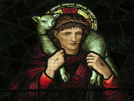 Close up photograph of a Stained Glass Window                               の写真素材