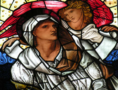 Close up photograph of a Stained Glass Window                               の写真素材