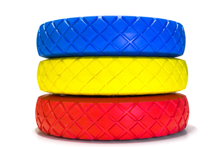 multi-colored wheels for garden cars, isolated