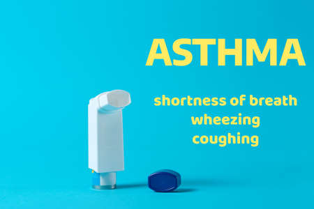 An open inhaler with medicine stands next to the cap on a blue background. The text is about...