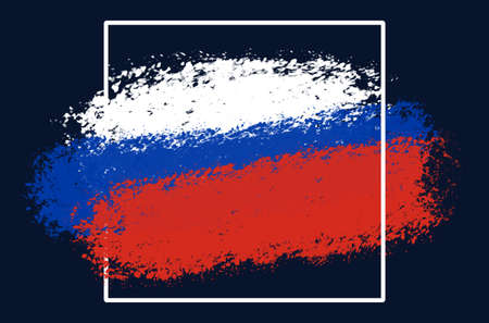 A drawn Russian flag on a black background. Concept of world crisis and war.