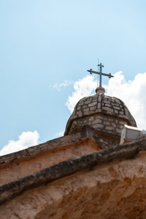 View of the Church of the Holy Virgin in Kotor, Montenegro. Vertical orientation. Old religious...