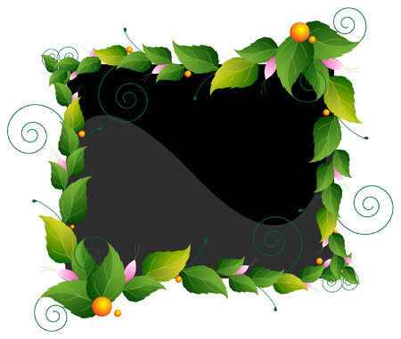 The frame of the garland of green leaves and wild flowersのイラスト素材