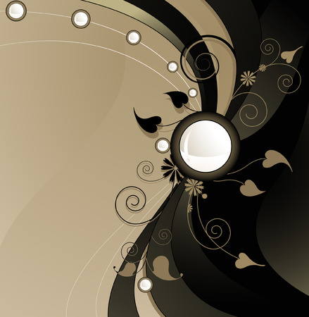 Extravagant brown and beige background with floral patternのイラスト素材