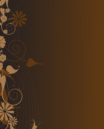 Abstract beige floral pattern on a dark brown backgroundのイラスト素材
