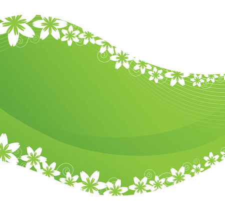 White flowers on a  green wavy backgroundのイラスト素材