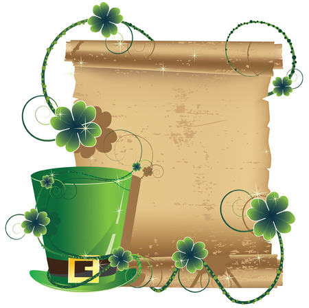 Leprechaun hat on a background of an ancient manuscriptのイラスト素材