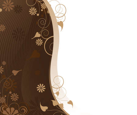 Curly floral pattern on a brown backgroundのイラスト素材