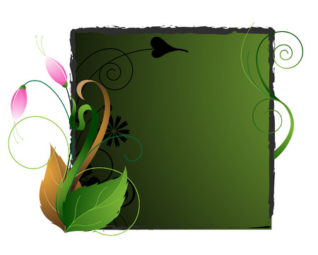 Pink flowers on an emerald background. Abstract floral illustration.のイラスト素材
