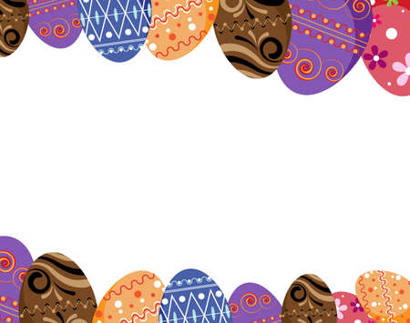 Bright Easter Eggs with original retro ornament. Holiday frame.のイラスト素材