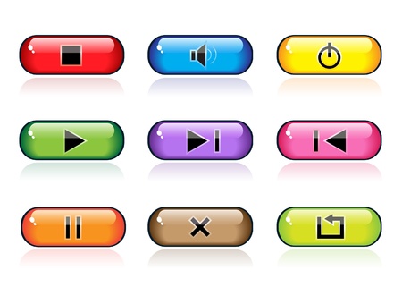 Transparent control aqua buttons. Bright series royalty free stock vector illustration.のイラスト素材