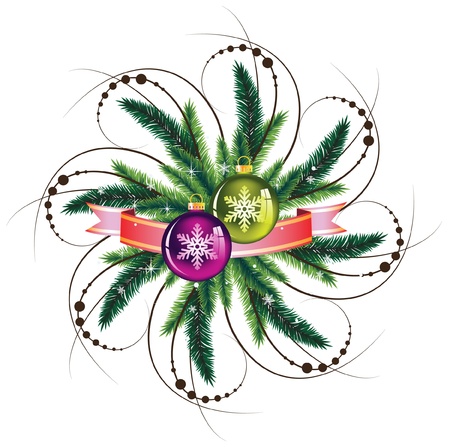 Pine wreath and bright decorationのイラスト素材