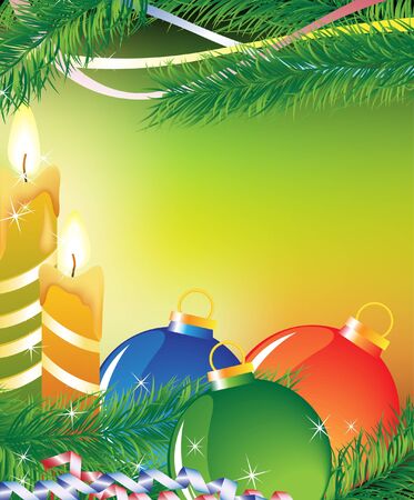 Burning candles and Christmas decorationsのイラスト素材