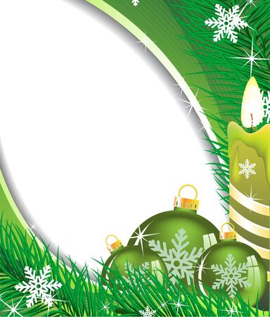 Burning Candle and three green fur-tree spheresのイラスト素材