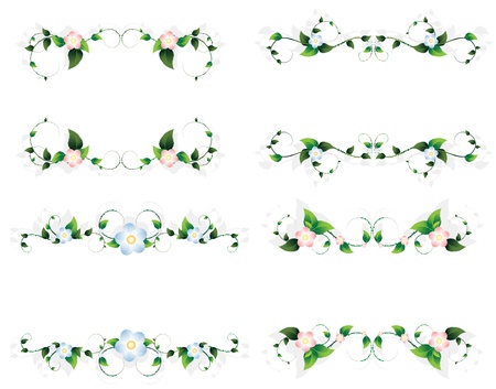 Fancifully curled frame with floral elementsのイラスト素材