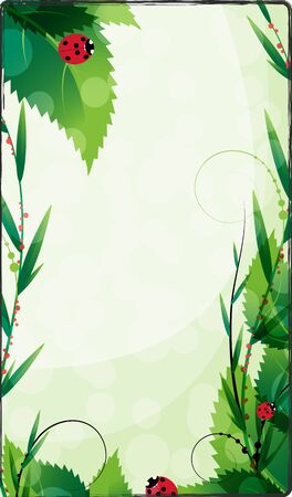 Ladybirds creep on dense foliageのイラスト素材