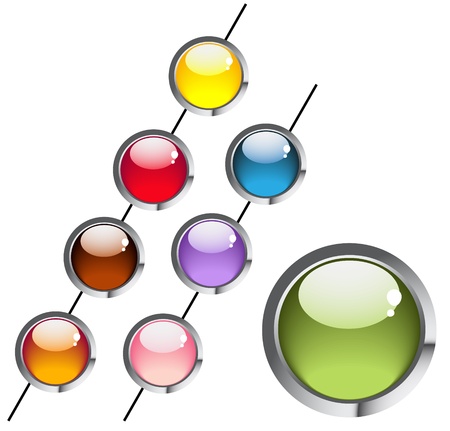 Eight colorful aqua buttons on a white backgroundのイラスト素材